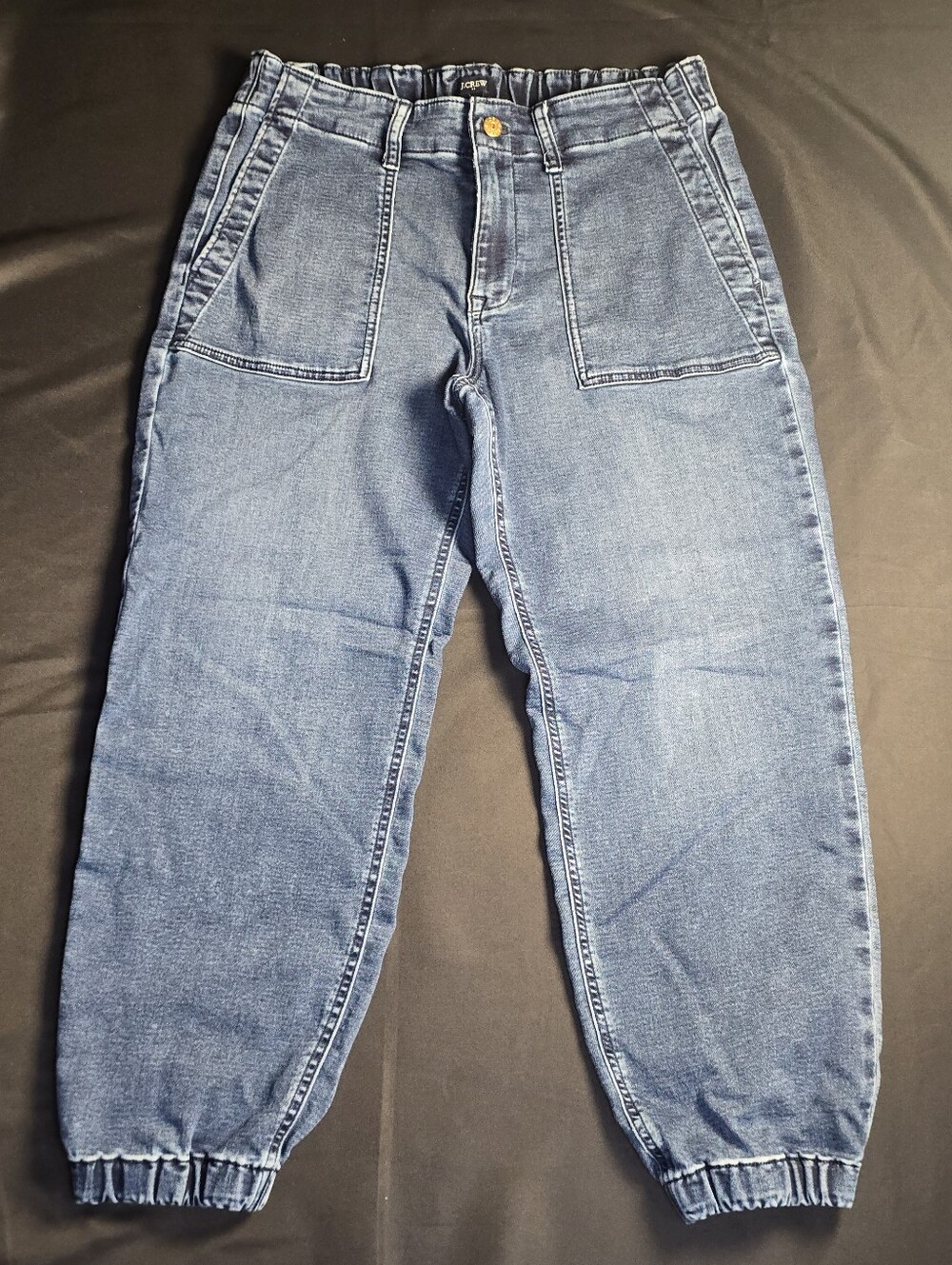 J.Crew Denim Jogger Pants Size 30 Medium Wash Elastic Waist Utility Jeans